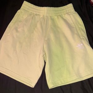 Adidas shorts, yellow tint, comfortable fit, SIZE small.